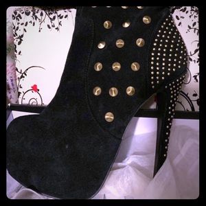 Studded Black and Gold Boots